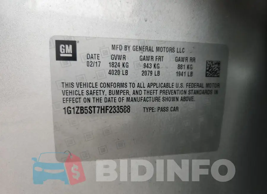 1G1ZB5ST7HF233588 Photo# 12