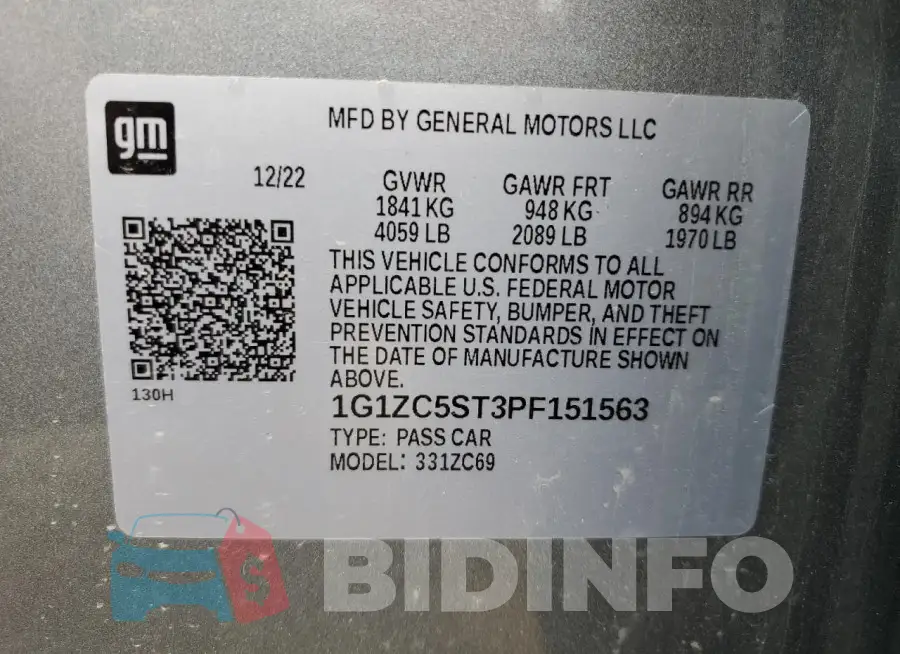 1G1ZC5ST3PF151563 Photo# 12