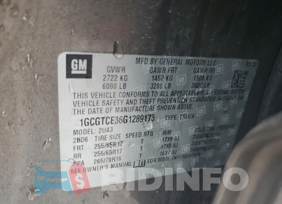 1GCGTCE36G1289173 Photo# 12