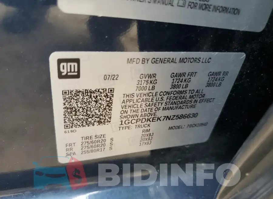 1GCPDKEK7NZ586630 Photo# 12