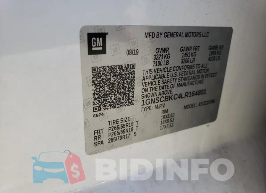 1GNSCBKC4LR164801 Photo# 14