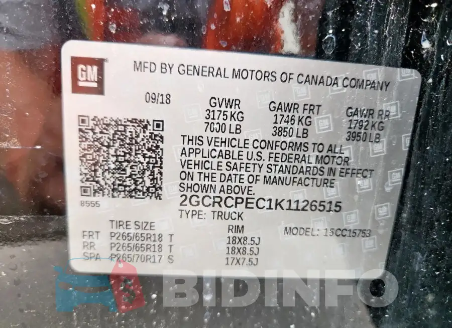 2GCRCPEC1K1126515 Photo# 13