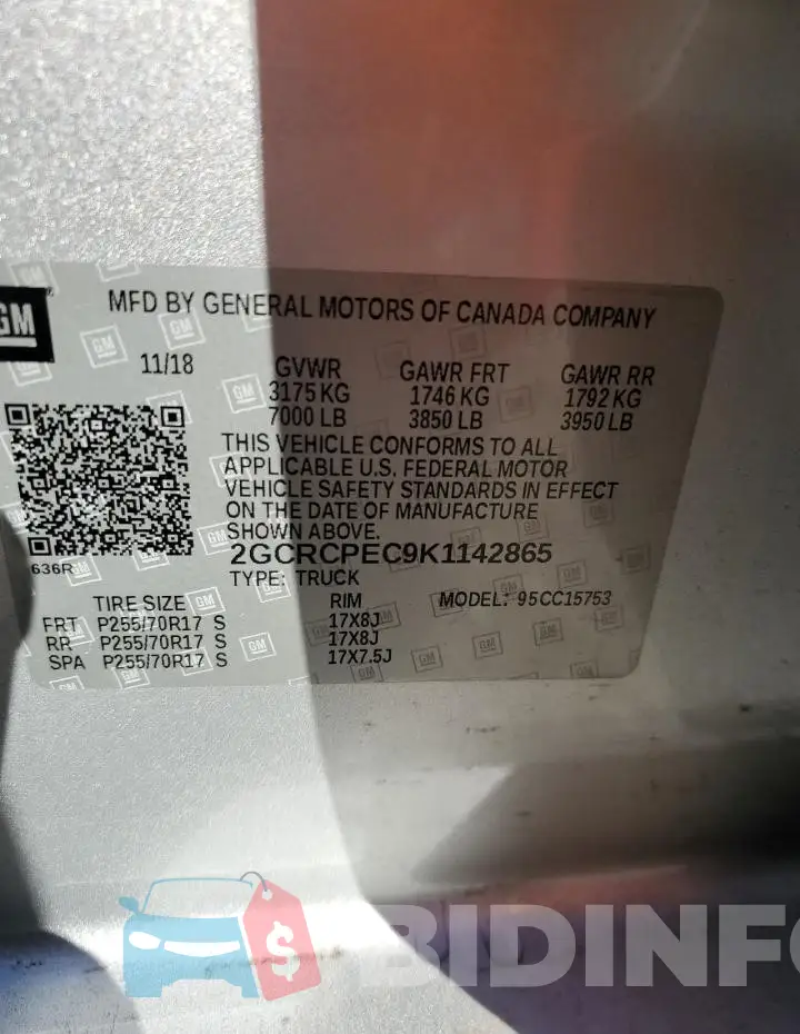 2GCRCPEC9K1142865 Photo# 14