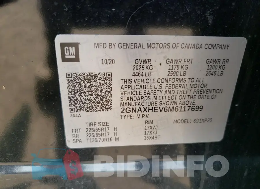 2GNAXHEV6M6117699 Photo# 13
