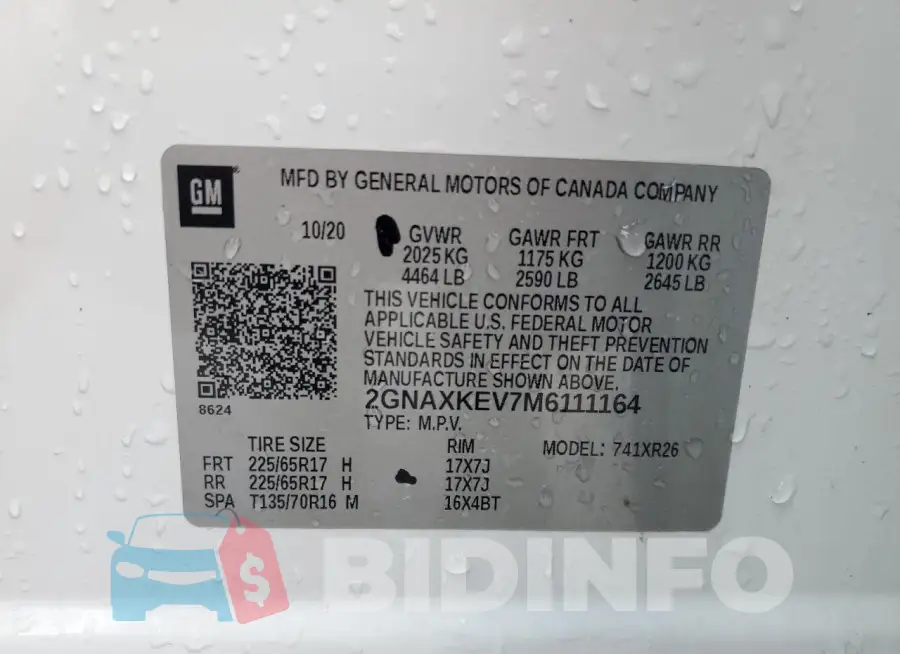 2GNAXKEV7M6111164 Photo# 13