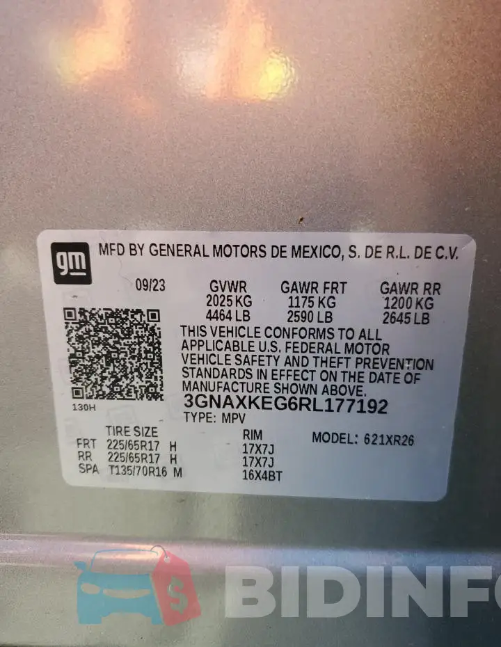 3GNAXKEG6RL177192 Photo# 13