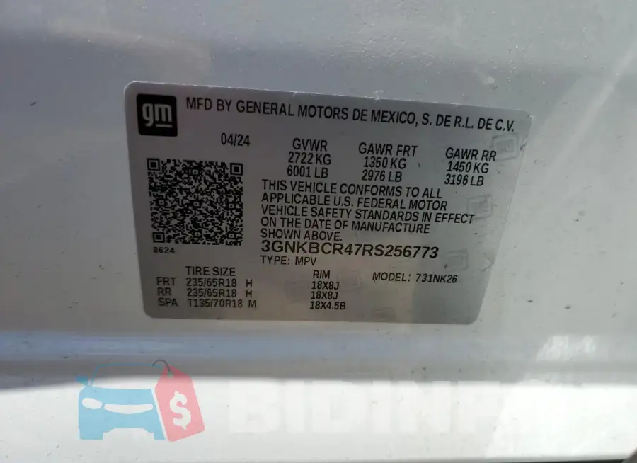 3GNKBCR47RS256773 Photo# 13