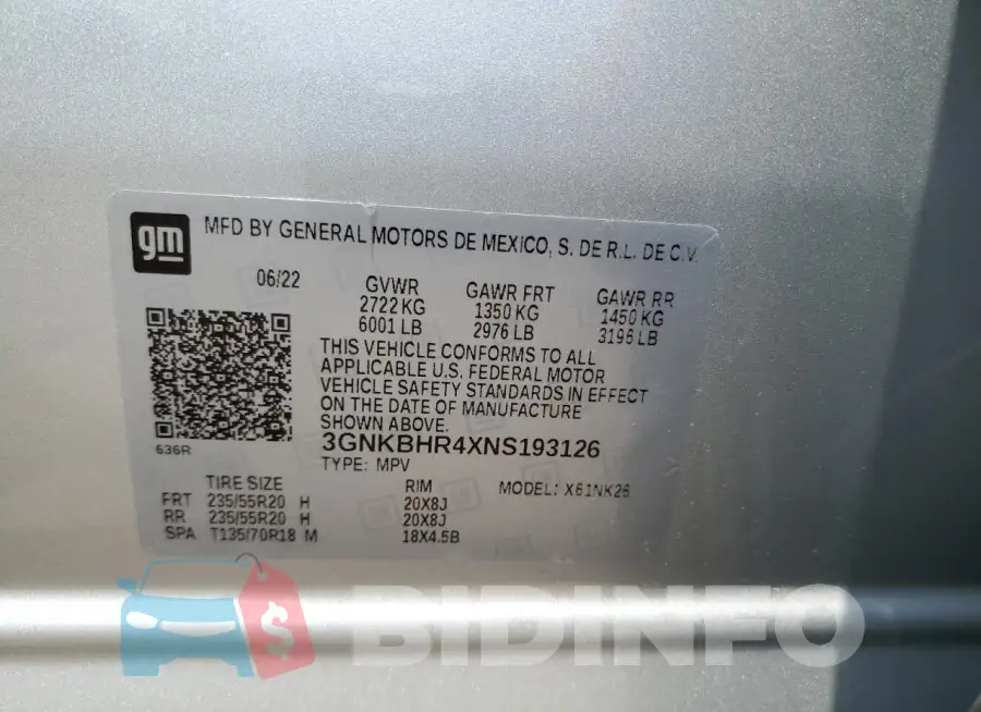 3GNKBHR4XNS193126 Photo# 13