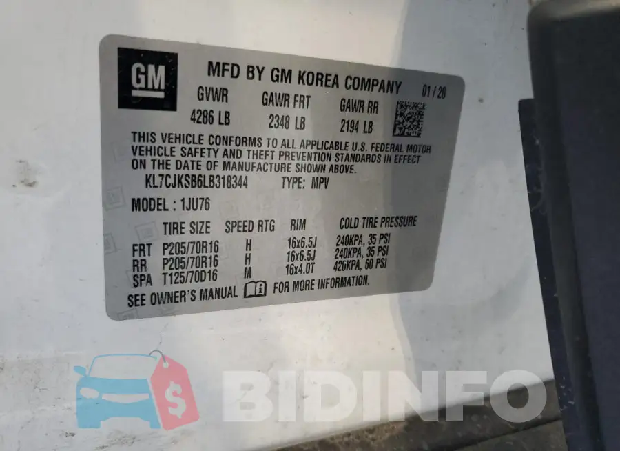 KL7CJKSB6LB318344 Photo# 13