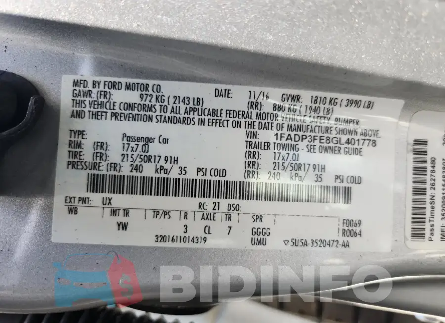1FADP3FE8GL401778 Photo# 13