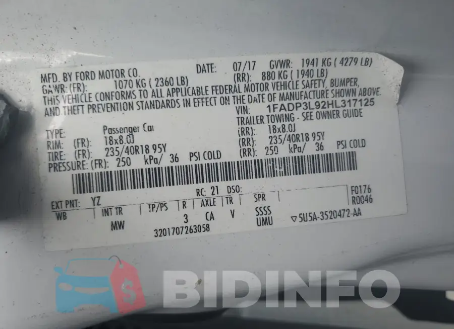 1FADP3L92HL317125 Photo# 12