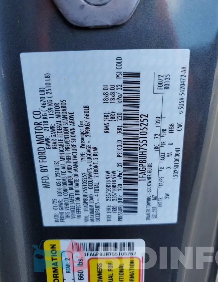 1FAGP8UH7S5105252 Photo# 12