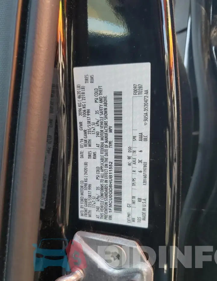 1FMCU0GD8HUB11552 Photo# 13