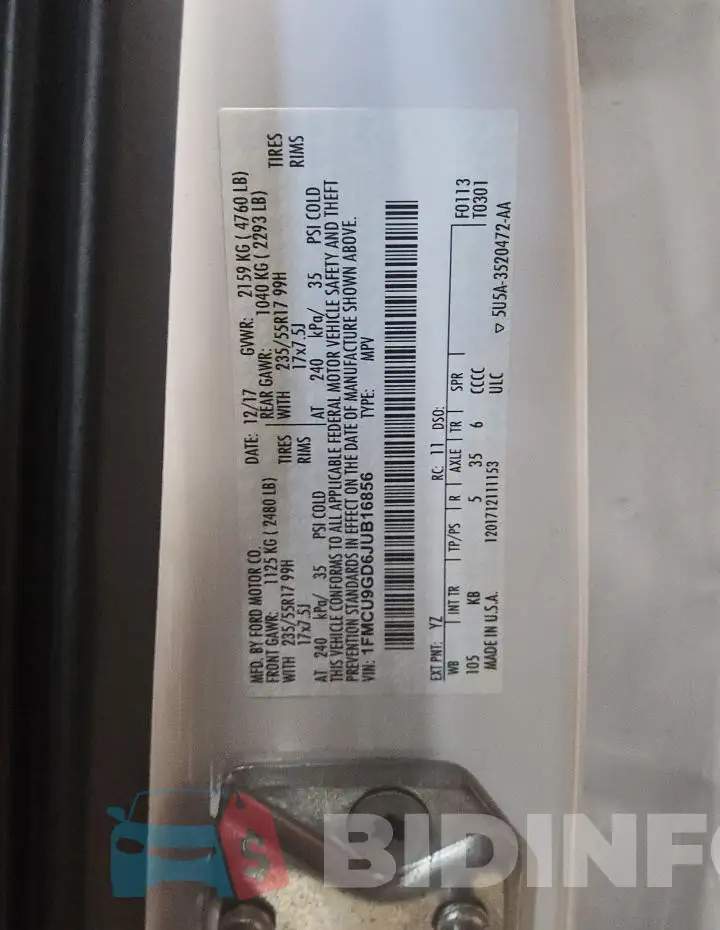 1FMCU9GD6JUB16856 Photo# 12