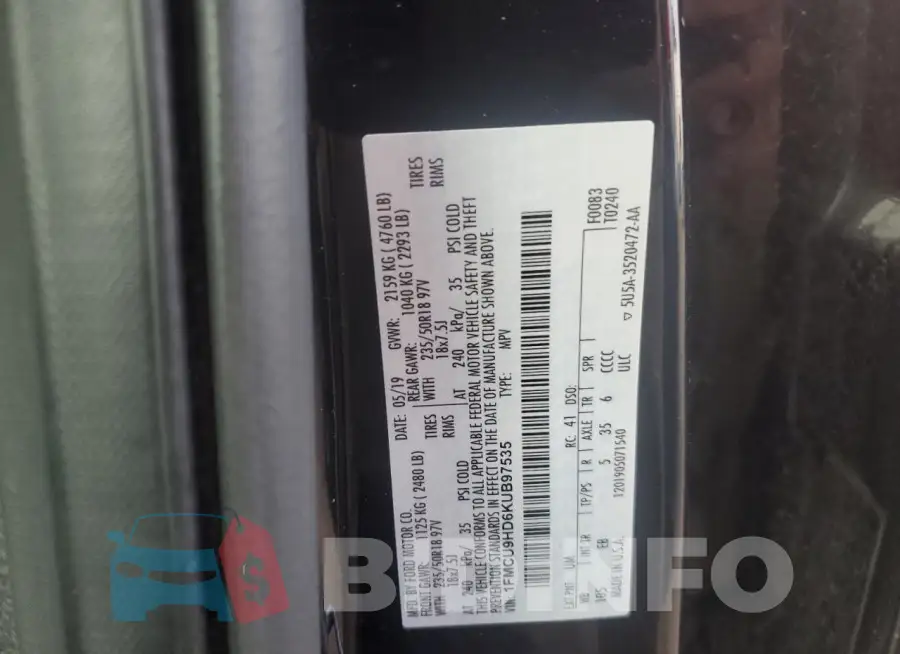 1FMCU9HD6KUB97535 Photo# 12