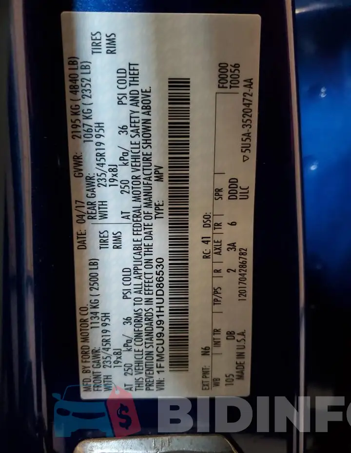 1FMCU9J91HUD86530 Photo# 12