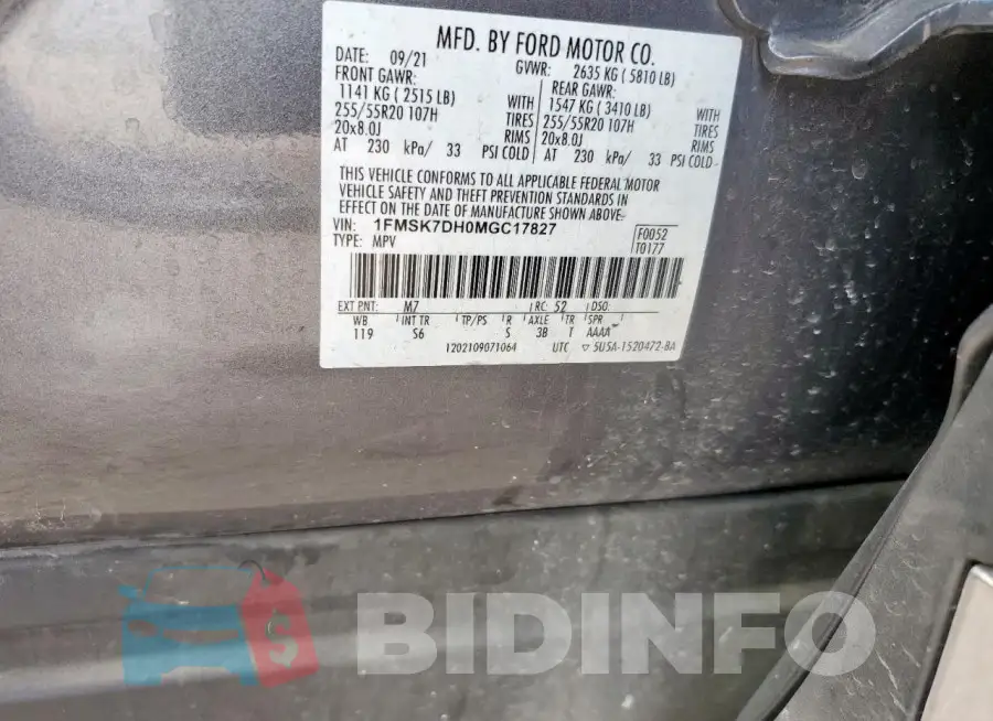 1FMSK7DH0MGC17827 Photo# 14