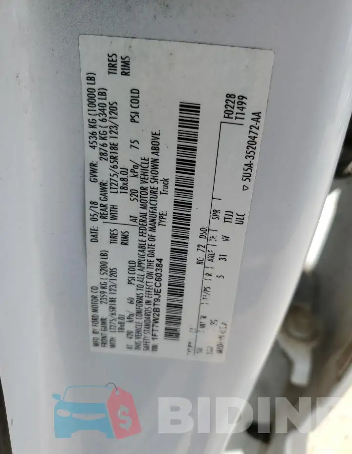 1FT7W2BT9JEC60384 Photo# 13