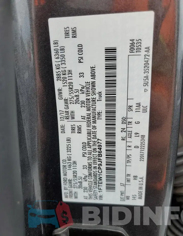 1FTEW1CP9JFB64977 Photo# 13