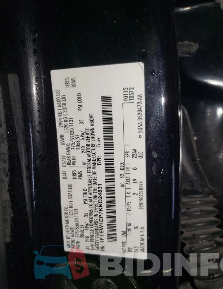 1FTEW1EP7KKD24831 Photo# 12