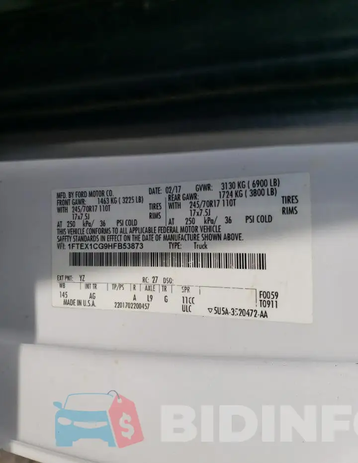 1FTEX1CG9HFB53873 Photo# 12