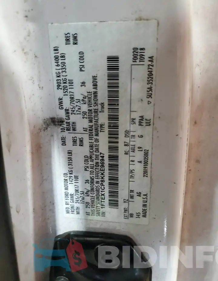 1FTEX1CP8KKE96947 Photo# 12