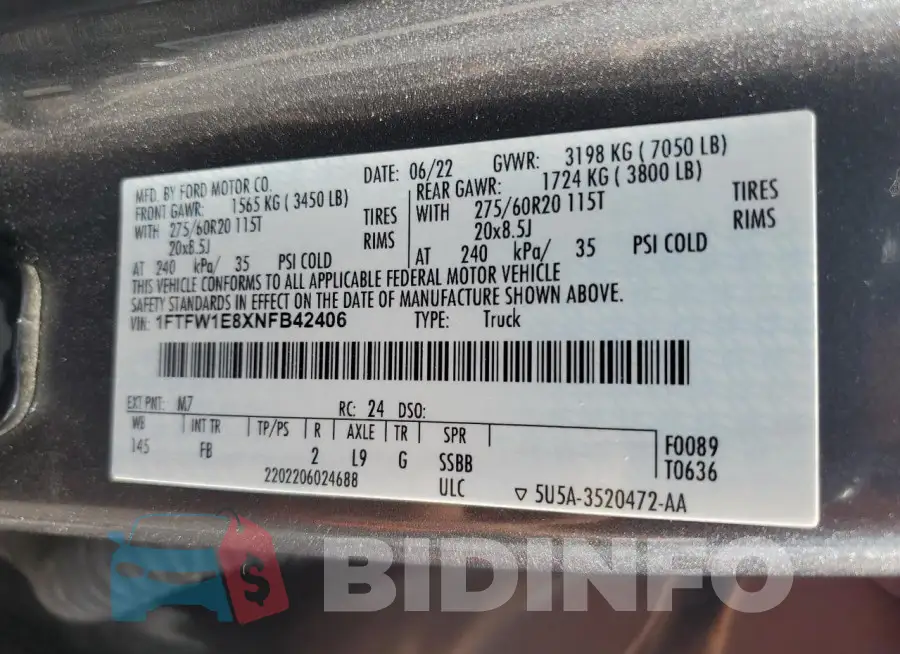 1FTFW1E8XNFB42406 Photo# 12