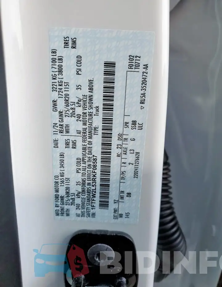 1FTFW2L53RKF08587 Photo# 12
