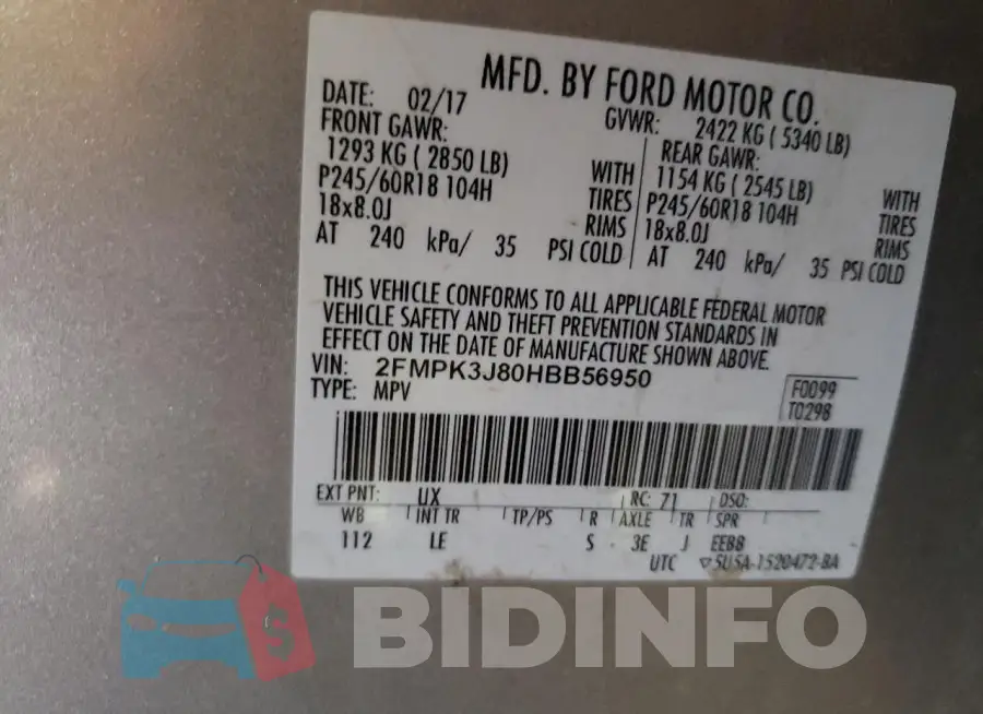 2FMPK3J80HBB56950 Photo# 13