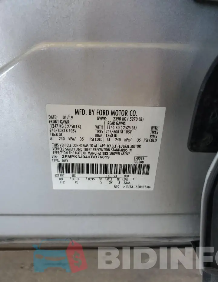 2FMPK3J94KBB76019 Photo# 13