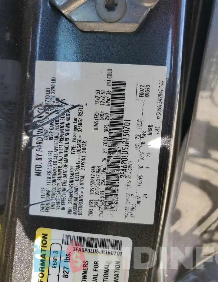 3FA6P0LU5JR150701 Photo# 12