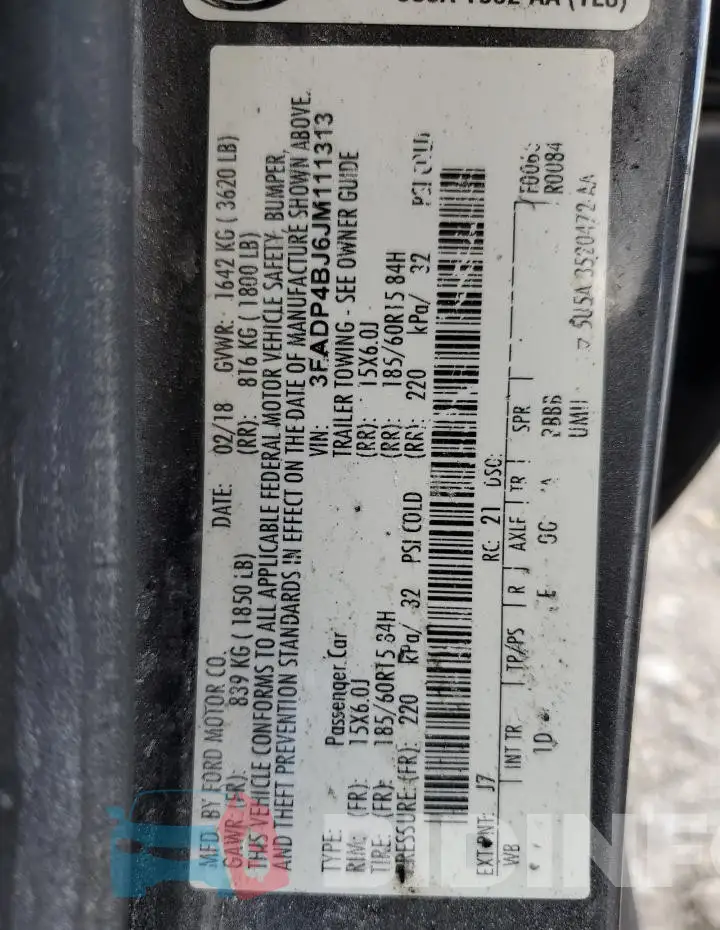 3FADP4BJ6JM111313 Photo# 12
