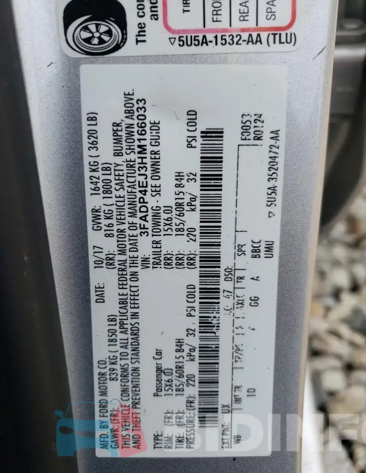 3FADP4EJ3HM166033 Photo# 12