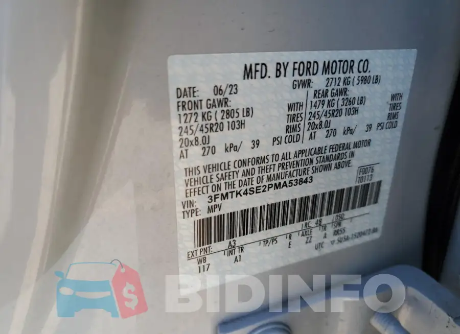 3FMTK4SE2PMA53843 Photo# 13