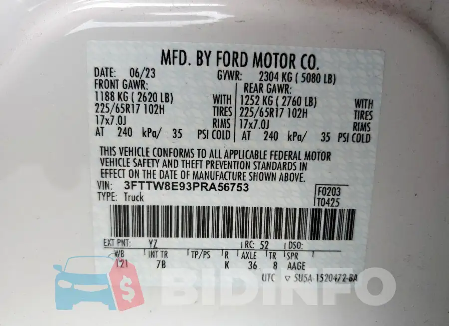 3FTTW8E93PRA56753 Photo# 12