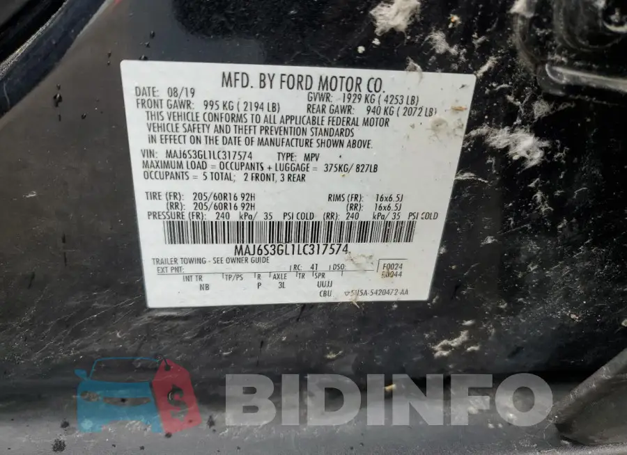 MAJ6S3GL1LC317574 Photo# 12