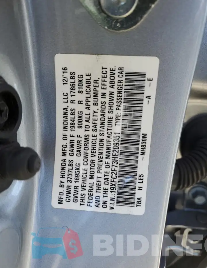 19XFC2F73HE209351 Photo# 12