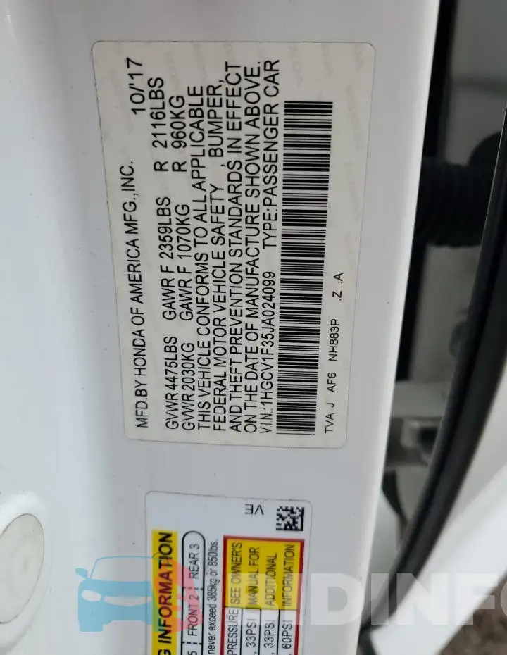 1HGCV1F35JA024099 Photo# 12