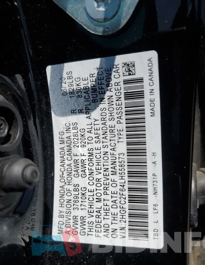 2HGFC2F64LH558573 Photo# 12