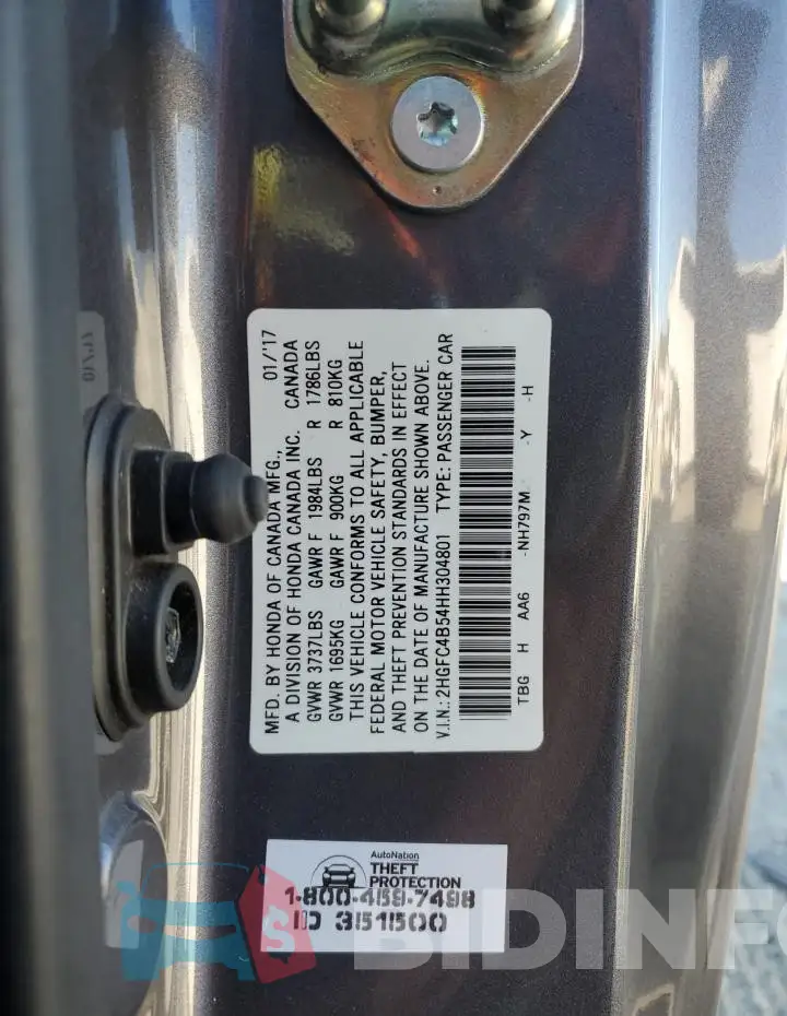 2HGFC4B54HH304801 Photo# 13