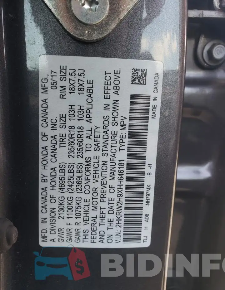 2HKRW2H9XHH646181 Photo# 13