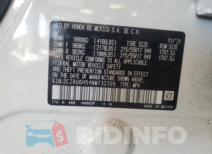 3CZRU6H54NM732399 Photo# 13
