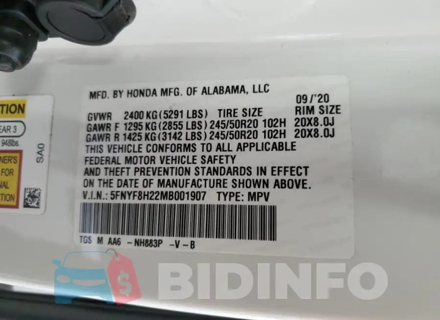 5FNYF8H22MB001907 Photo# 14