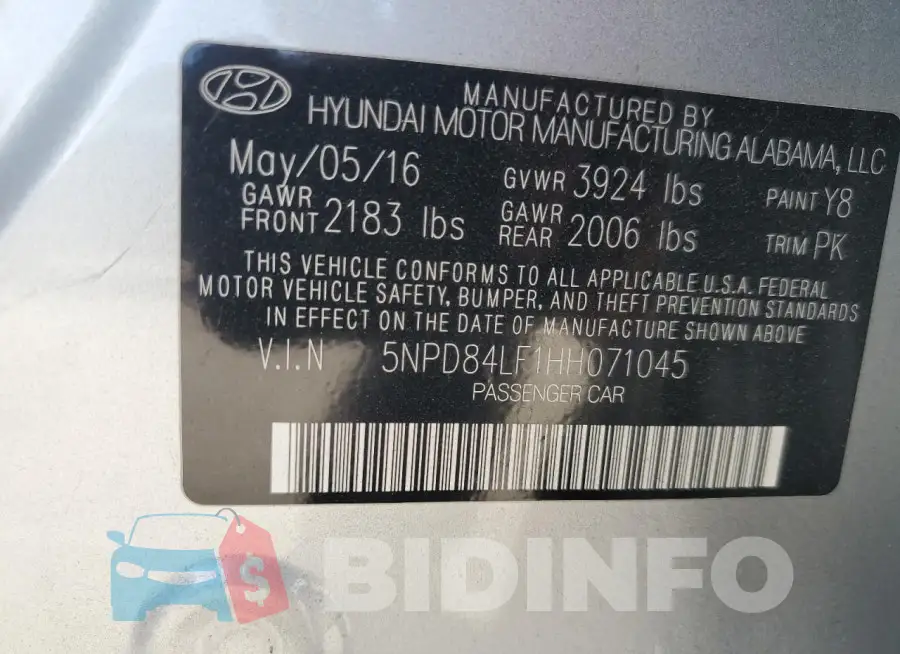 5NPD84LF1HH071045 Photo# 12