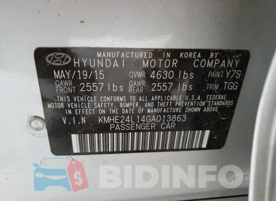 KMHE24L14GA013863 Photo# 12