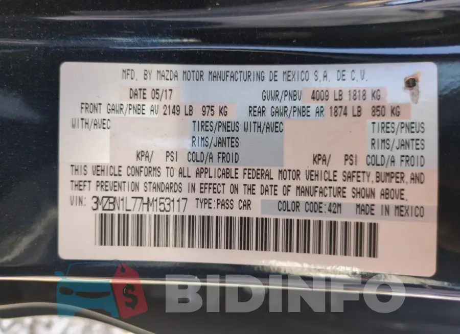 3MZBN1L77HM153117 Photo# 12