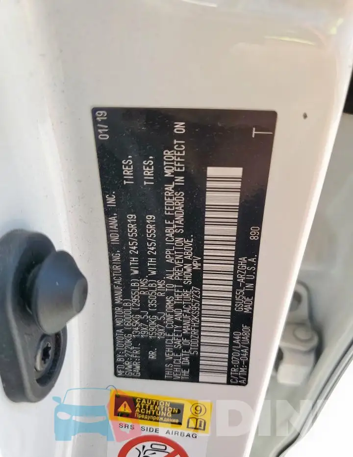 5TDDZRFH2KS957237 Photo# 14
