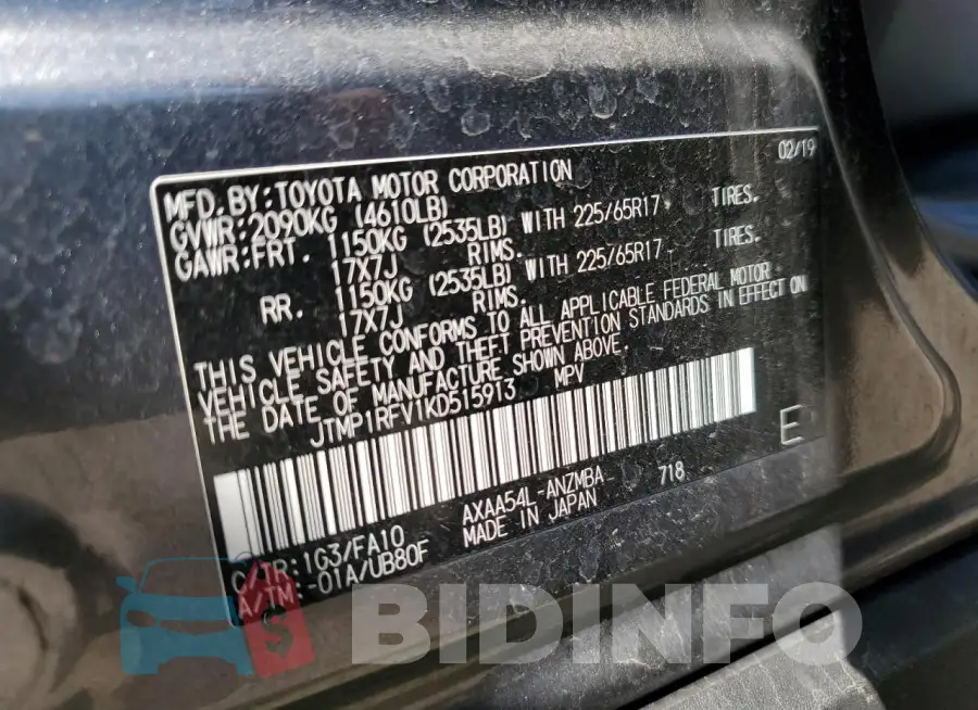 JTMP1RFV1KD515913 Photo# 12