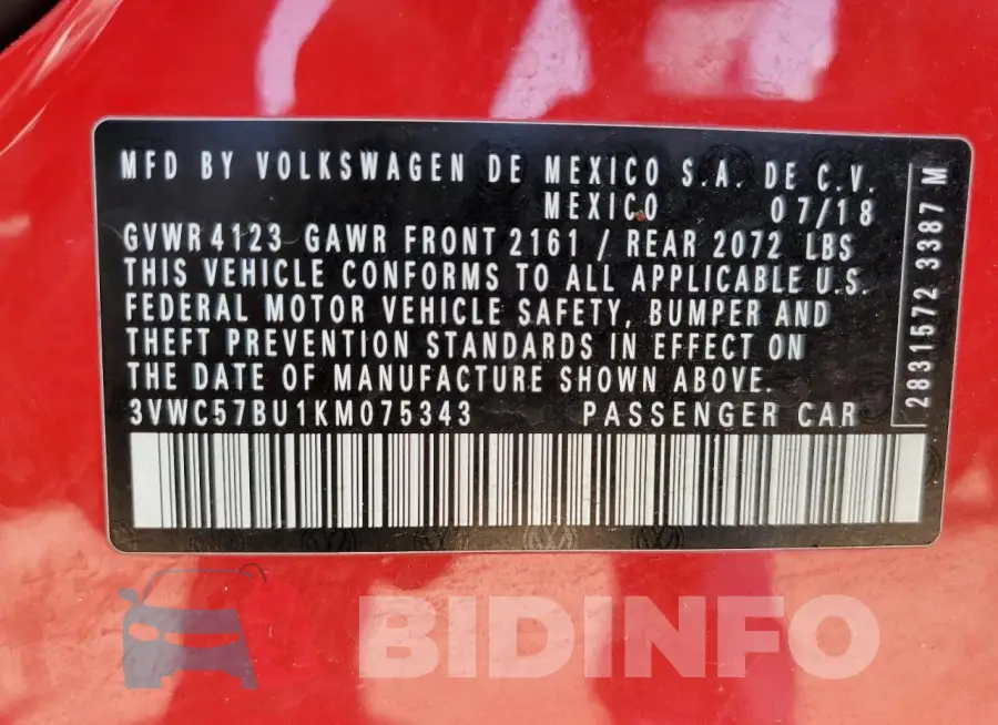 3VWC57BU1KM075343 Photo# 12