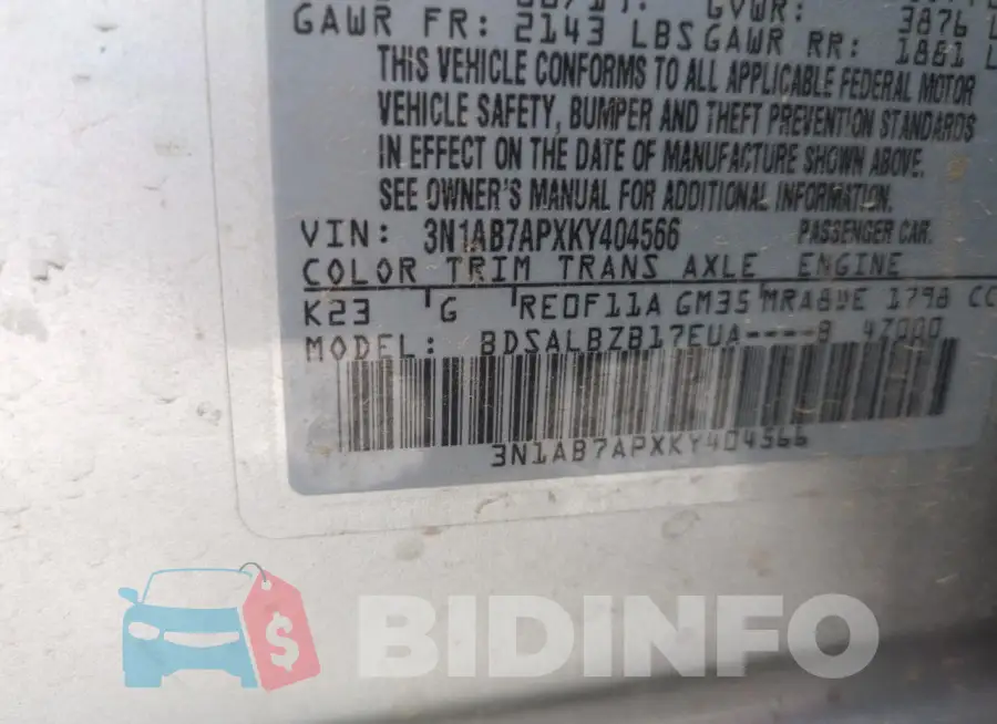 3N1AB7APXKY404566 Photo# 12